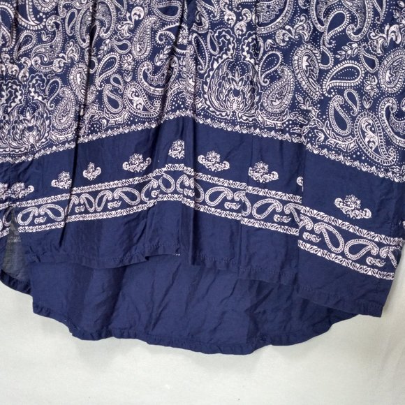 H & M LOGG Blue & White Bandana Print Tunic Top LG - Picture 4 of 10